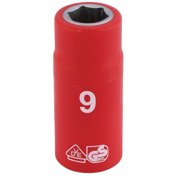 Draper B6VDE-MM Fully Insulated VDE Socket, 1/4 inch  Sq. Dr., 9mm - Code: 31469 - Pack Qty 1
