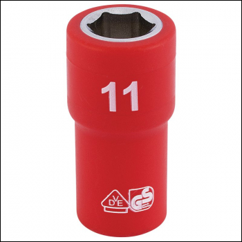 Draper B6VDE-MM Fully Insulated VDE Socket, 1/4 inch  Sq. Dr., 11mm - Code: 31485 - Pack Qty 1