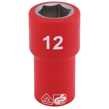 Draper B6VDE-MM Fully Insulated VDE Socket, 1/4 inch  Sq. Dr., 12mm - Code: 31490 - Pack Qty 1