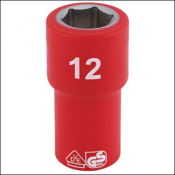 Draper B6VDE-MM Fully Insulated VDE Socket, 1/4 inch  Sq. Dr., 12mm - Code: 31490 - Pack Qty 1