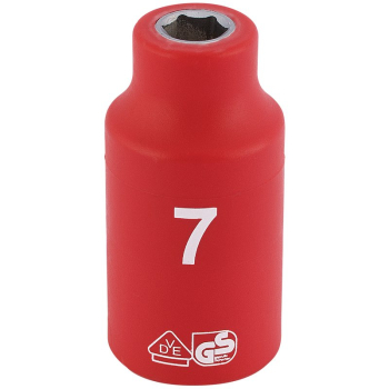 Draper D6VDE-MM Fully Insulated VDE Socket, 3/8 inch  Sq. Dr., 7mm - Code: 31500 - Pack Qty 1