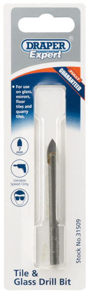 Draper TGD Tile and Glass Drill Bit, 7mm - Code: 31509 - Pack Qty 1