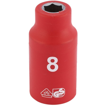 Draper D6VDE-MM Draper Expert Fully Insulated VDE Socket, 3/8 inch  Sq. Dr., 8mm - Discontinued - Code: 31515 - Pack Qty 1