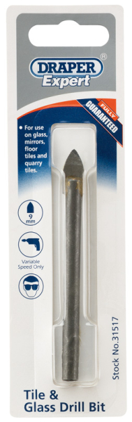 Draper TGD Tile and Glass Drill Bit, 9mm - Discontinued - Code: 31517 - Pack Qty 1