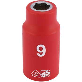 Draper D6VDE-MM Fully Insulated VDE Socket, 3/8 inch  Sq. Dr., 9mm - Code: 31556 - Pack Qty 1