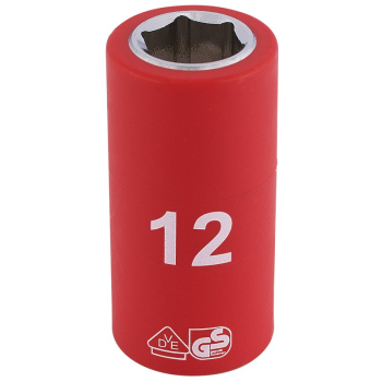 Draper D6VDE-MM Fully Insulated VDE Socket, 3/8 inch  Sq. Dr., 12mm - Code: 31615 - Pack Qty 1