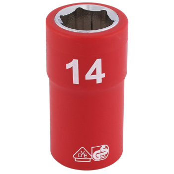 Draper D6VDE-MM Fully Insulated VDE Socket, 3/8 inch  Sq. Dr., 14mm - Code: 31697 - Pack Qty 1