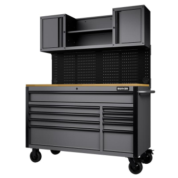 Draper B100-56WSSG BUNKER® 10 Drawer Roller Workstation with Workbench, 56 inch , Light Grey - Code: 31761 - Pack Qty 1
