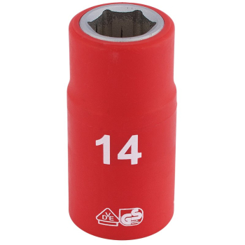 Draper H6VDE-MM/B Draper Expert Fully Insulated VDE Socket, 1/2 inch  Sq. Dr., 14mm - Code: 31789 - Pack Qty 1