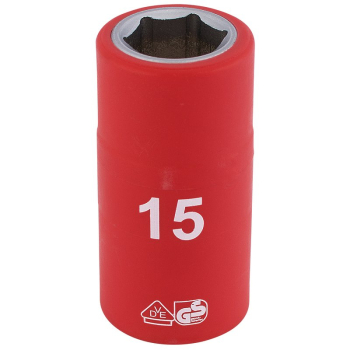 Draper H6VDE-MM/B Fully Insulated VDE Socket, 1/2 inch  Sq. Dr., 15mm - Code: 31835 - Pack Qty 1