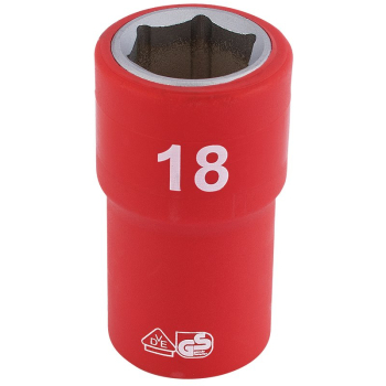 Draper H6VDE-MM/B Fully Insulated VDE Socket, 1/2 inch  Sq. Dr., 18mm - Code: 31869 - Pack Qty 1