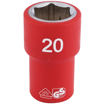 Draper H6VDE-MM/B Fully Insulated VDE Socket, 1/2 inch  Sq. Dr., 20mm - Code: 31882 - Pack Qty 1