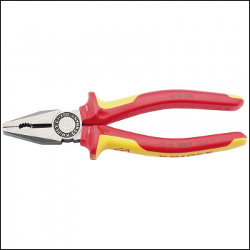 Draper 03 08 200 UKSBE Knipex 03 08 200UKSBE VDE Fully Insulated Combination Pliers, 200mm - Code: 31920 - Pack Qty 1