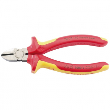 Draper 70 08 140 UKSBE Knipex 70 08 140UKSBE VDE Fully Insulated Diagonal Side Cutters, 140mm - Code: 31925 - Pack Qty 1
