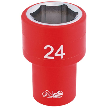 Draper H6VDE-MM/B Fully Insulated VDE Socket, 1/2 inch  Sq. Dr., 24mm - Code: 31954 - Pack Qty 1