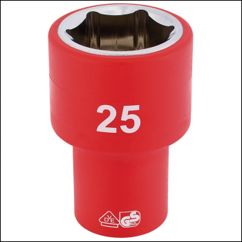 Draper H6VDE-MM/B Fully Insulated VDE Socket, 1/2 inch  Sq. Dr., 25mm - Code: 31961 - Pack Qty 1