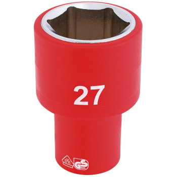 Draper H6VDE-MM/B Fully Insulated VDE Socket, 1/2 inch  Sq. Dr., 27mm - Code: 31964 - Pack Qty 1
