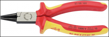 DRAPER Knipex 22 08 160UKSBE VDE Fully Insulated Round Nose Pliers, 160mm - Pack Qty 1 - Code: 31990