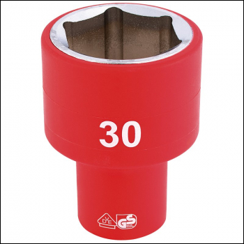 Draper H6VDE-MM/B Fully Insulated VDE Socket, 1/2 inch  Sq. Dr., 30mm - Code: 32000 - Pack Qty 1