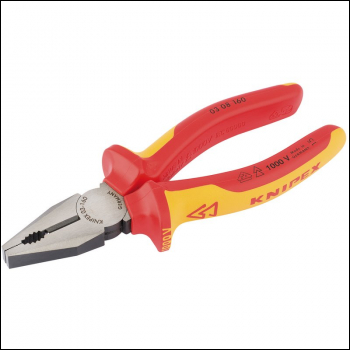 Draper 03 08 160 UKSBE Knipex 03 08 160UKSBE VDE Fully Insulated Combination Pliers, 160mm - Code: 32019 - Pack Qty 1