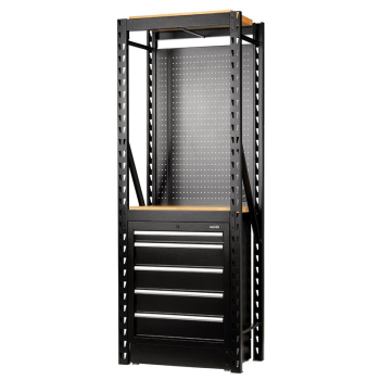 BUNKER 13 Piece Modular Storage Combo 2 Tier Racking with Hardwood Shelving, Pegboard and Floor Cabinet, 750mm - MS400-C1 15PC W - Code: 32512 - Pack Qty 1