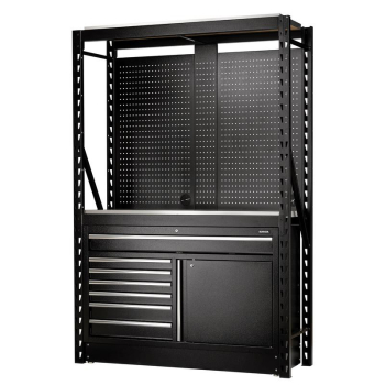 BUNKER 14 Piece Modular Storage Combo 2 Tier Racking with Stainless Steel Shelving, Pegboards and Floor Cabinet, 1500mm - MS400-C2 14PC S - Code: 32516 - Pack Qty 1