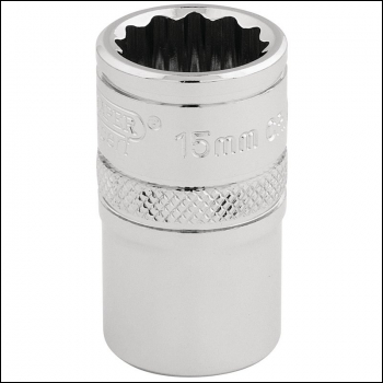 Draper H-MM/B Draper HI-TORQ® 12 Point Socket, 1/2 inch  Sq. Dr., 15mm - Code: 33136 - Pack Qty 1