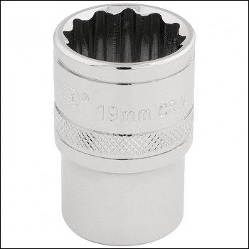 Draper H-MM/B Draper HI-TORQ® 12 Point Socket, 1/2 inch  Sq. Dr., 19mm - Code: 33231 - Pack Qty 1