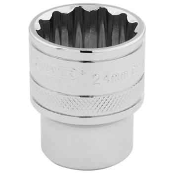 Draper H-MM/B Draper HI-TORQ® 12 Point Socket, 1/2 inch  Sq. Dr., 24mm - Code: 33372 - Pack Qty 1