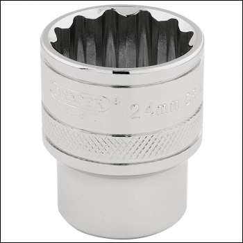 Draper H-MM/B Draper HI-TORQ® 12 Point Socket, 1/2 inch  Sq. Dr., 24mm - Code: 33372 - Pack Qty 1