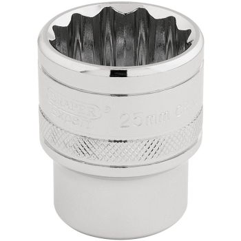 Draper H-MM/B Draper HI-TORQ® 12 Point Socket, 1/2 inch  Sq. Dr., 25mm - Code: 33418 - Pack Qty 1
