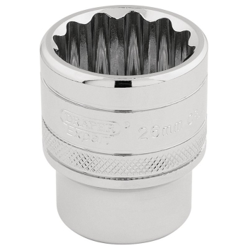 Draper H-MM/B Draper HI-TORQ® 12 Point Socket, 1/2 inch  Sq. Dr., 26mm - Code: 33441 - Pack Qty 1