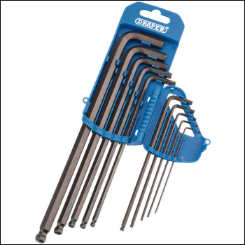 Draper TBTL10A/B Extra Long Imperial Hex. and Ball End Hex. Key Set (10 Piece) - Code: 33723 - Pack Qty 1