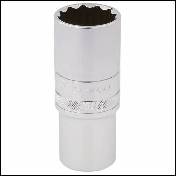 Draper HT-MM/B Draper HI-TORQ® 12 Point Deep Socket, 1/2 inch  Sq. Dr., 24mm - Code: 33802 - Pack Qty 1