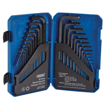 Draper KW30/B Metric/Imperial Combined Long Pattern Hexagon Key Set (30 Piece) - Code: 33894 - Pack Qty 1