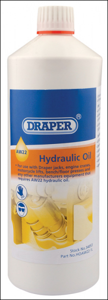 DRAPER AW22 Hydraulic Oil (1L) - Pack Qty 1 - Code: 34053