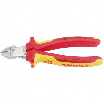 Draper 14 26 160 SB Knipex 14 26 160SB VDE Fully Insulated Diagonal Wire Strippers and Cutters - Code: 34055 - Pack Qty 1