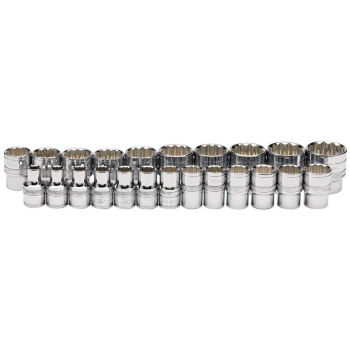 Draper H23M/C Draper Expert Loose Metric Socket Set, 1/2 inch  Sq. Dr., Polished Chrome (23 Piece) - Code: 34561 - Pack Qty 1