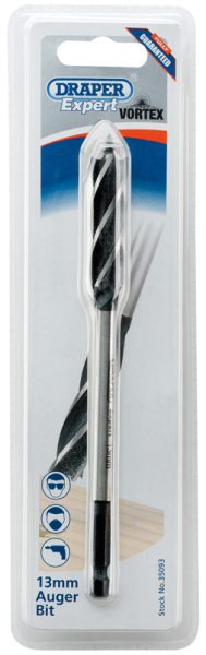 Draper AB4F Draper Expert 4 Fluted Auger Bit, 13 x 165mm - Code: 35093 - Pack Qty 1