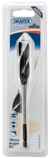 Draper AB4F Draper Expert 4 Fluted Auger Bit, 18 x 165mm - Code: 35102 - Pack Qty 1