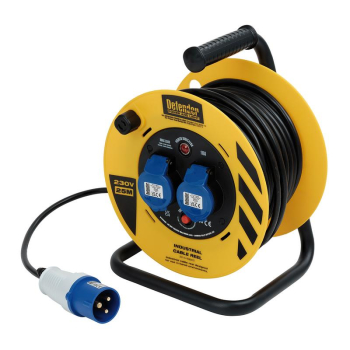 Defender E86475 230V 2-Way Light Industrial Cable Reel, 16A, 25m - E86475 - Code: 35115 - Pack Qty 1
