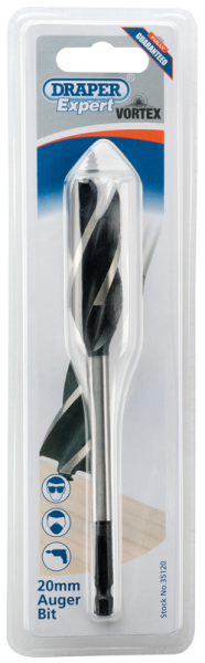 Draper AB4F Draper Expert 4 Fluted Auger Bit, 20 x 165mm - Code: 35120 - Pack Qty 1