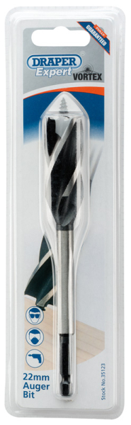 Draper AB4F Draper Expert 4 Fluted Auger Bit, 22 x 165mm - Code: 35123 - Pack Qty 1