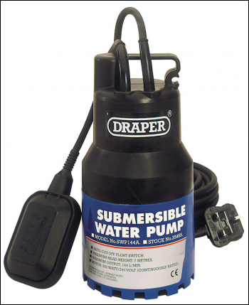 DRAPER 144L/Min Submersible Water Pump with Float Switch (350W) - Pack Qty 1 - Code: 35465