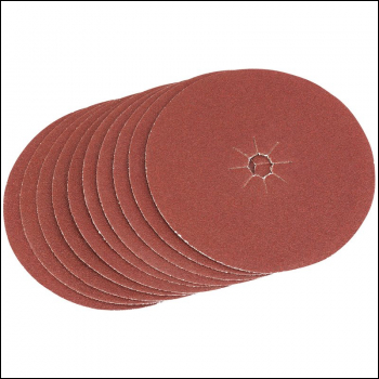 DRAPER Aluminium Oxide Sanding Discs, 125mm, Medium Grade (Pack of 10) - Pack Qty 1 - Code: 35711