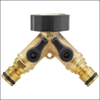 Draper GW44/H Brass Double Tap Connector with Flow Control, 3/4 inch  - Code: 36228 - Pack Qty 1