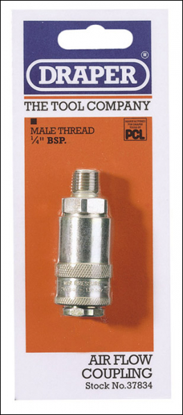 Draper A21CM02 PACKED 1/4 inch  Male Thread PCL Tapered Airflow Coupling - Code: 37834 - Pack Qty 1