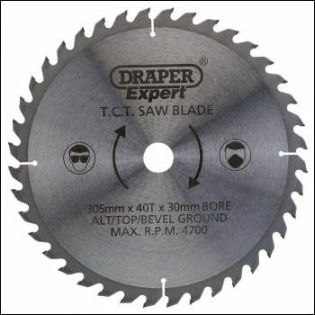 Draper CSB305P TCT Saw Blade, 305 x 30mm, 40T - Code: 38150 - Pack Qty 1
