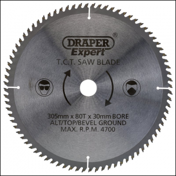 Draper CSB305P TCT Saw Blade, 305 x 30mm, 80T - Code: 38152 - Pack Qty 1