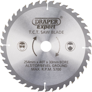 Draper CSB255P TCT Saw Blade, 254 x 30mm, 40T - Discontinued - Code: 38154 - Pack Qty 1